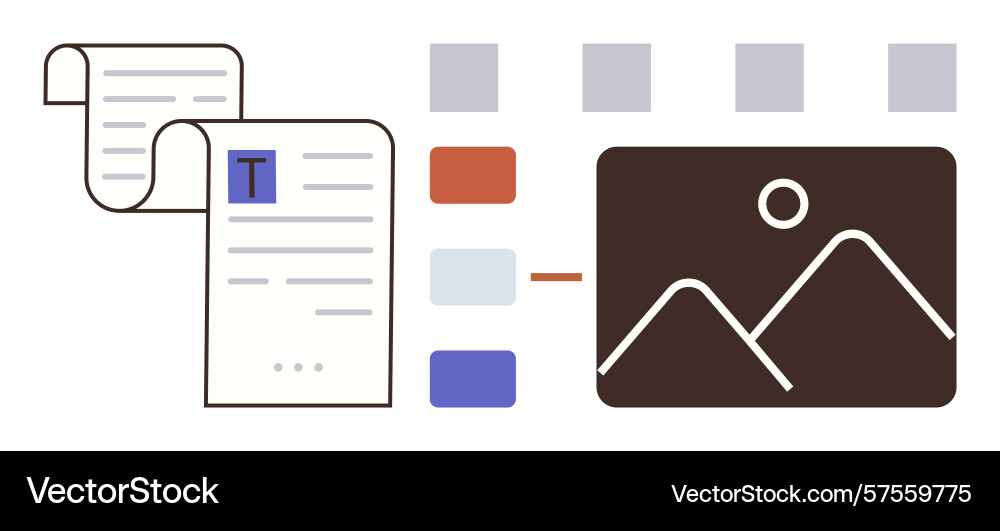Document and image layout design with organized Document and image layout design with organized vector image