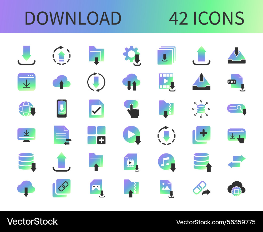 Download icon set containing upload file data Download icon set containing upload file data vector image