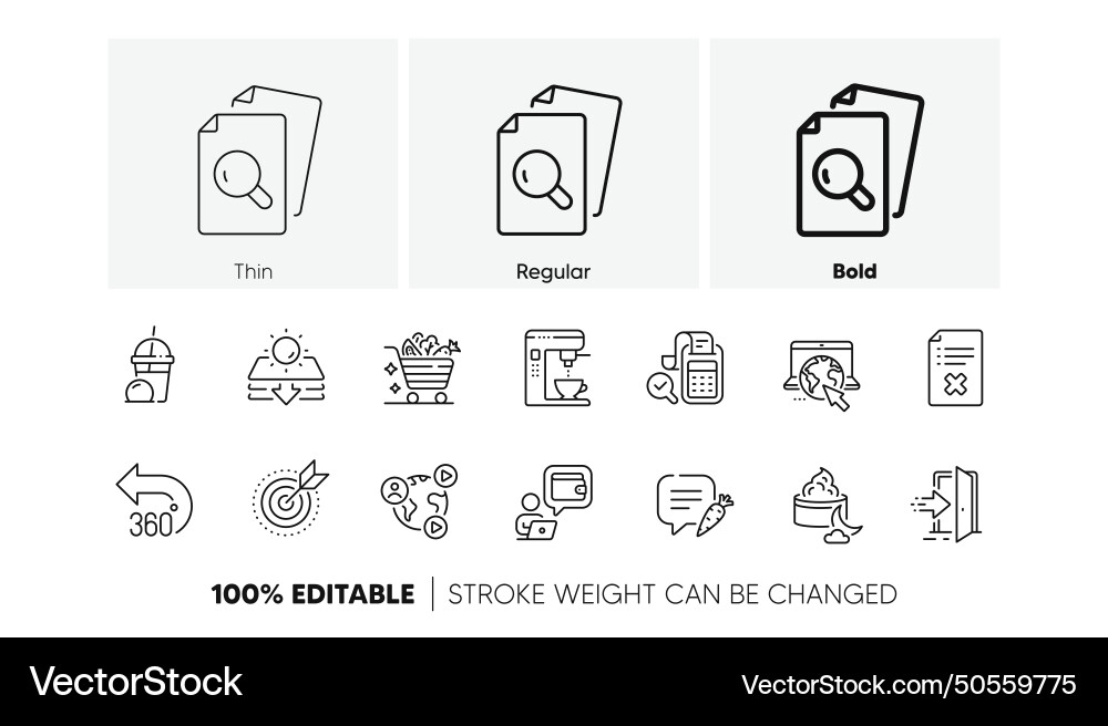 Inspect target purpose and internet line icons Vector Image