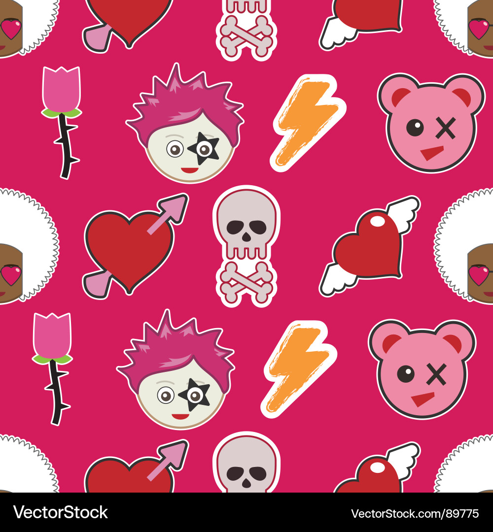 Pink Emo Pattern Wallpaper vector image