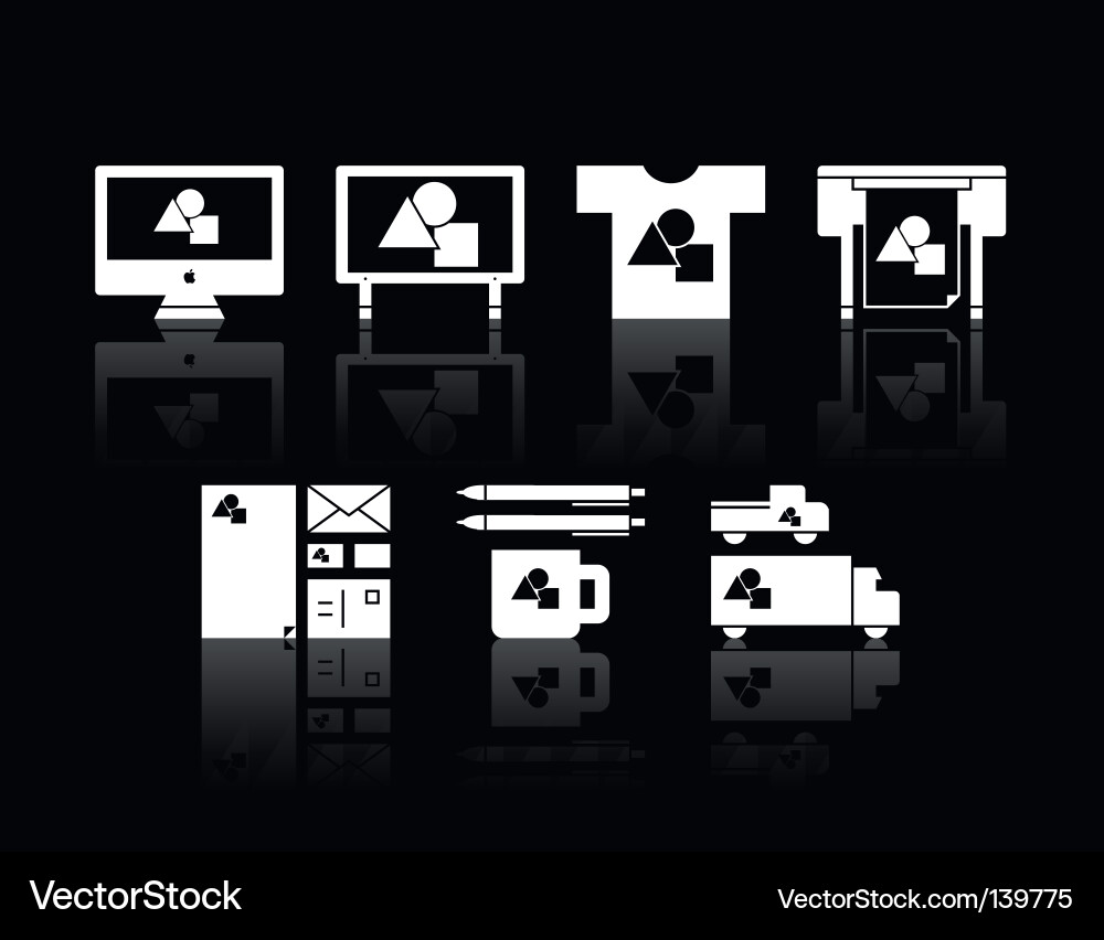 Print Shop Icon Set Vector Image