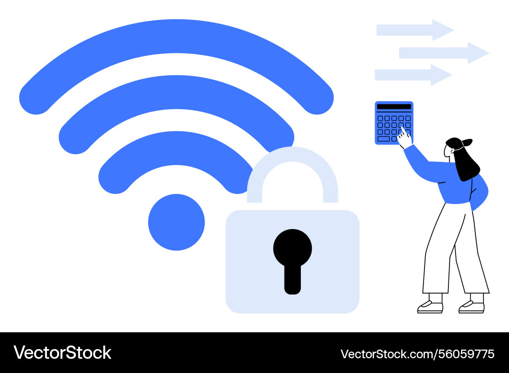 Secured wireless connection highlighting data Secured wireless connection highlighting data vector image