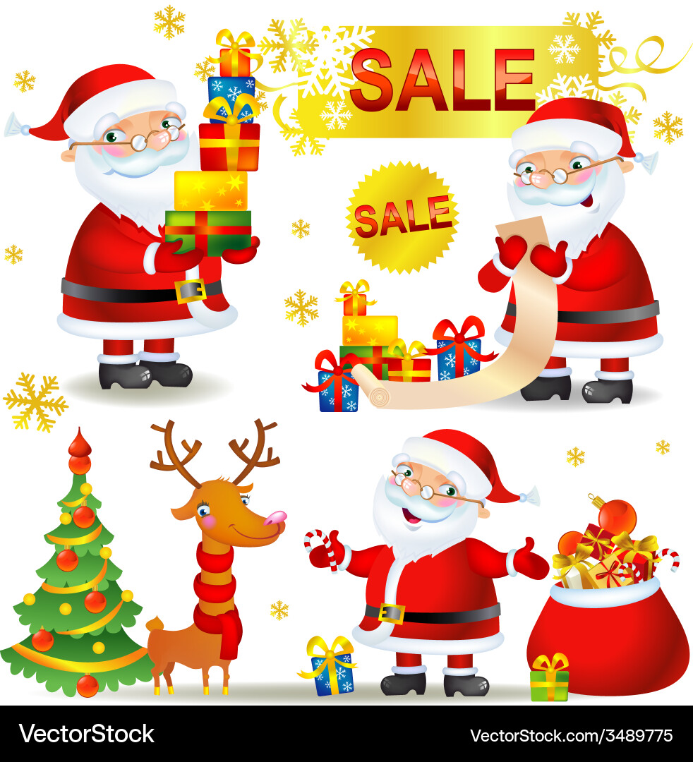 Set christmas sale Vector Image
