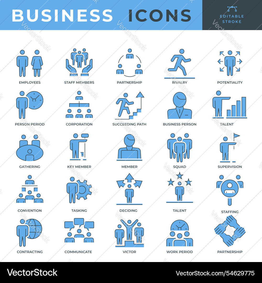 Set of multiple business icons with editable Vector Image