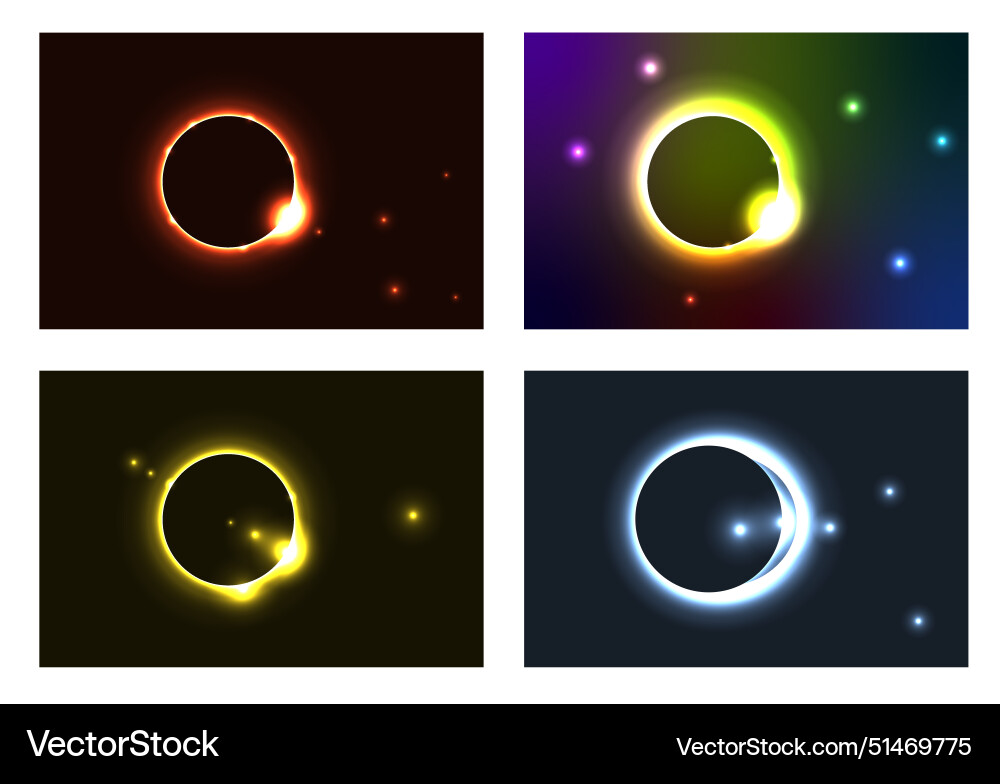 Set of solar eclipse effect Set of solar eclipse effect vector image