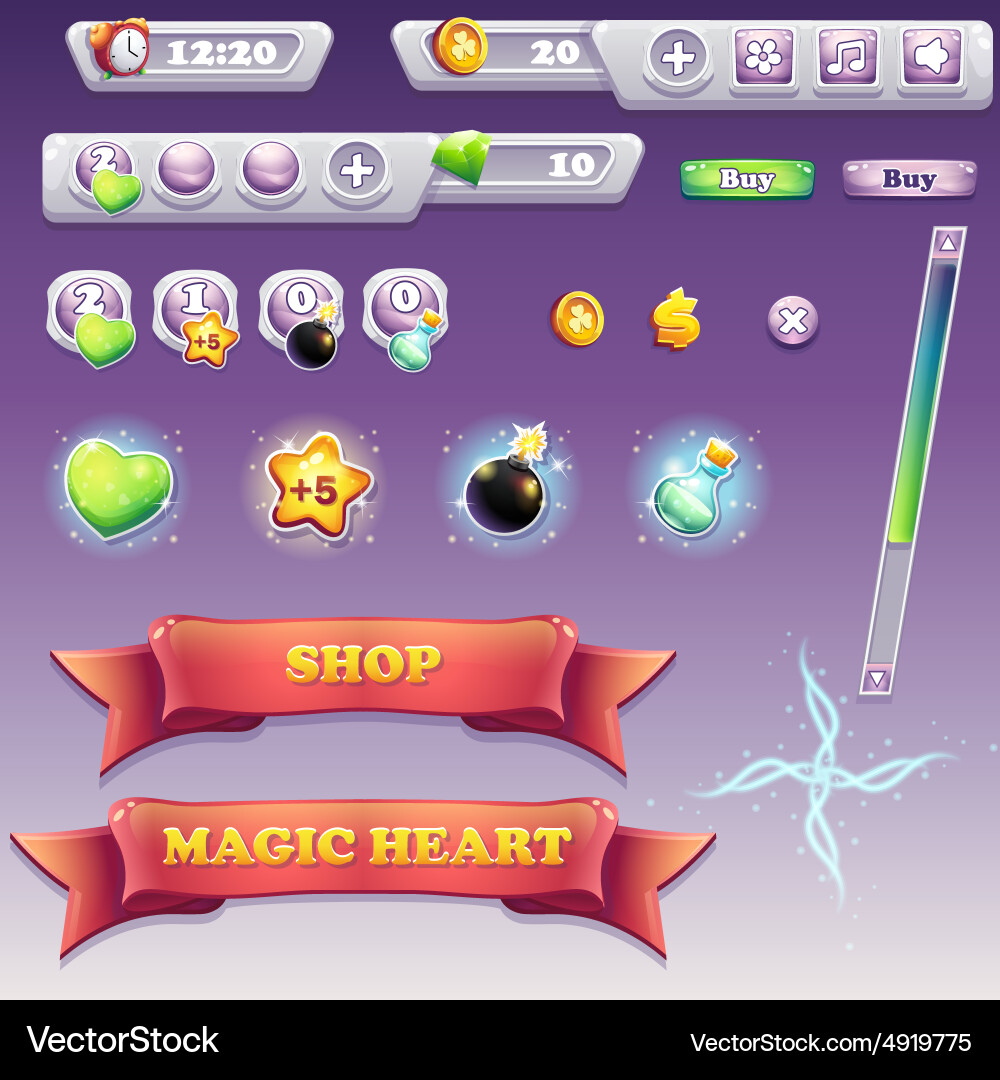 Spiel UI Elemente - Icons & Buttons vektorbild
