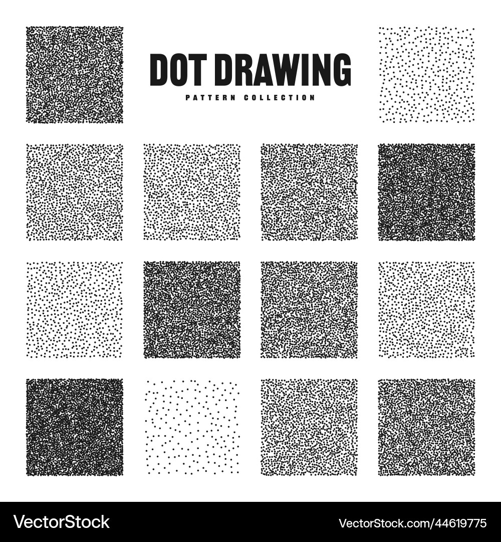 Square shaped dotted objects stipple elements Square shaped dotted objects stipple elements vector image