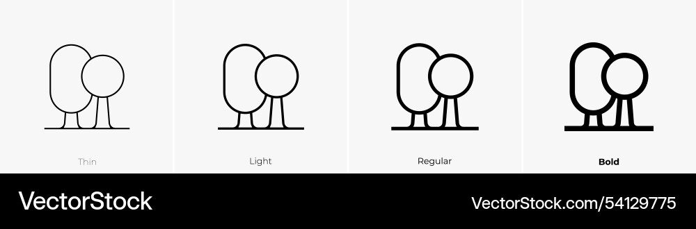 Tree icon thin light regular and bold style Tree icon thin light regular and bold style vector image