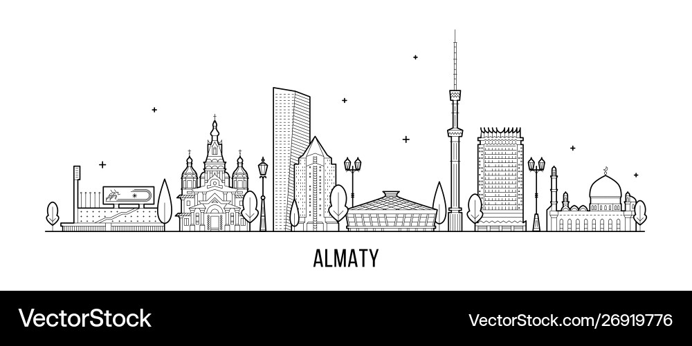 Almaty Skyline Kasachstan lineare Kunststadt Almaty Skyline Kasachstan lineare Kunststadt vektorbild
