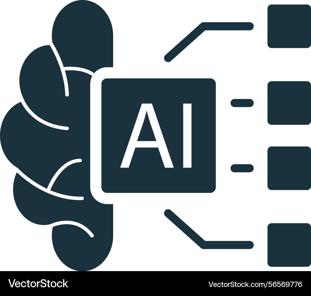 Artificial intelligence processing data with brain vector image