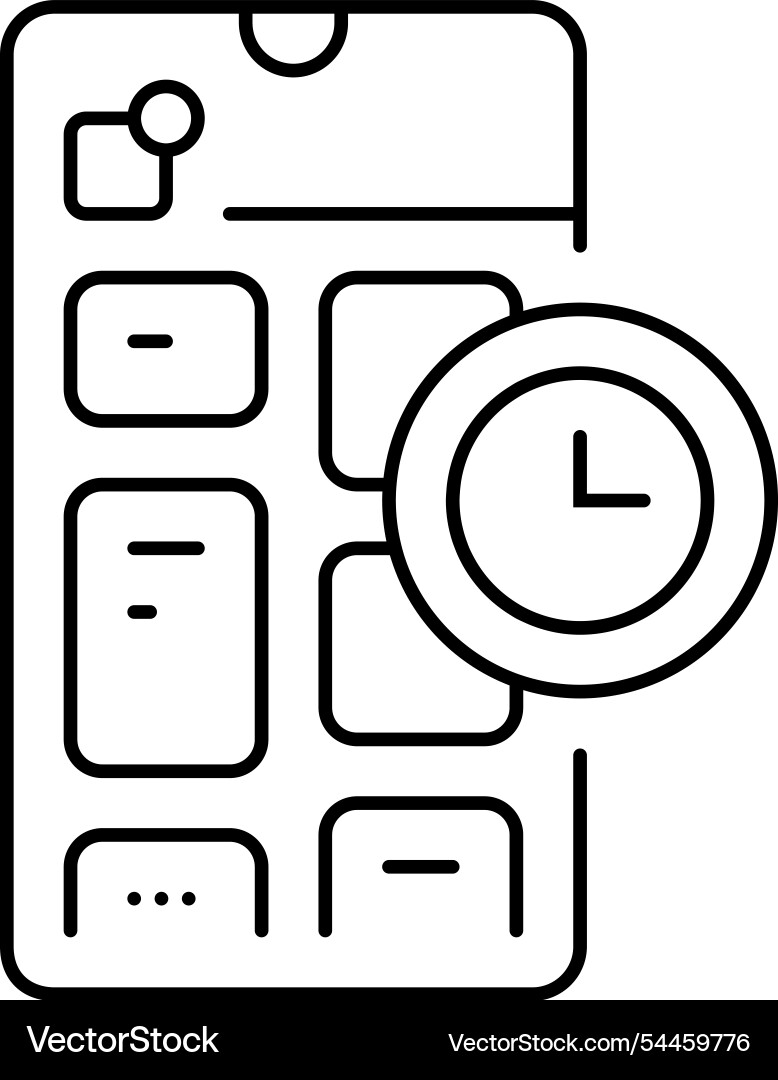 Blocking app time management line icon Blocking app time management line icon vector image