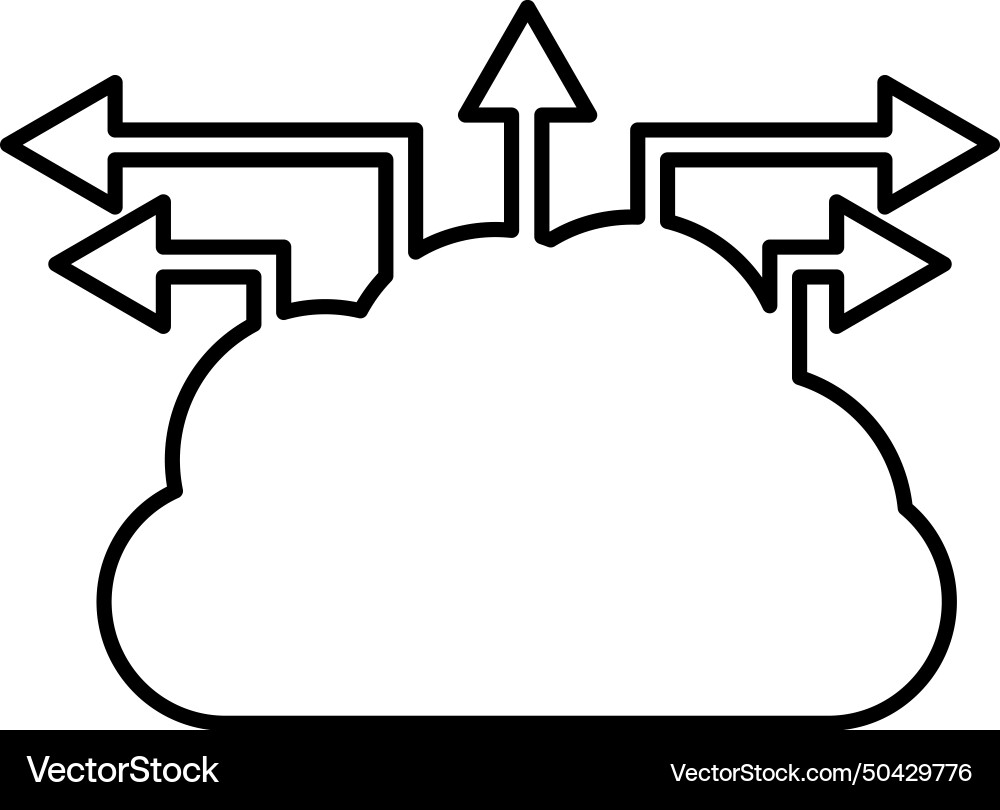 Cloud computing data icon line outline design vector image