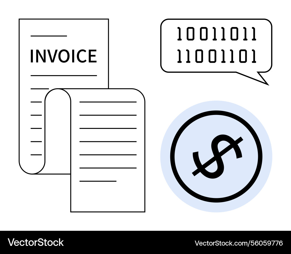 Digital invoice and payment concept with dollar Digital invoice and payment concept with dollar Vector Image