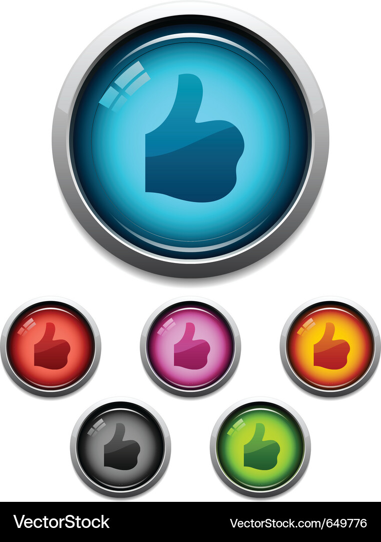 Glossy Like Button Icons - Thumbs Up Vector Image
