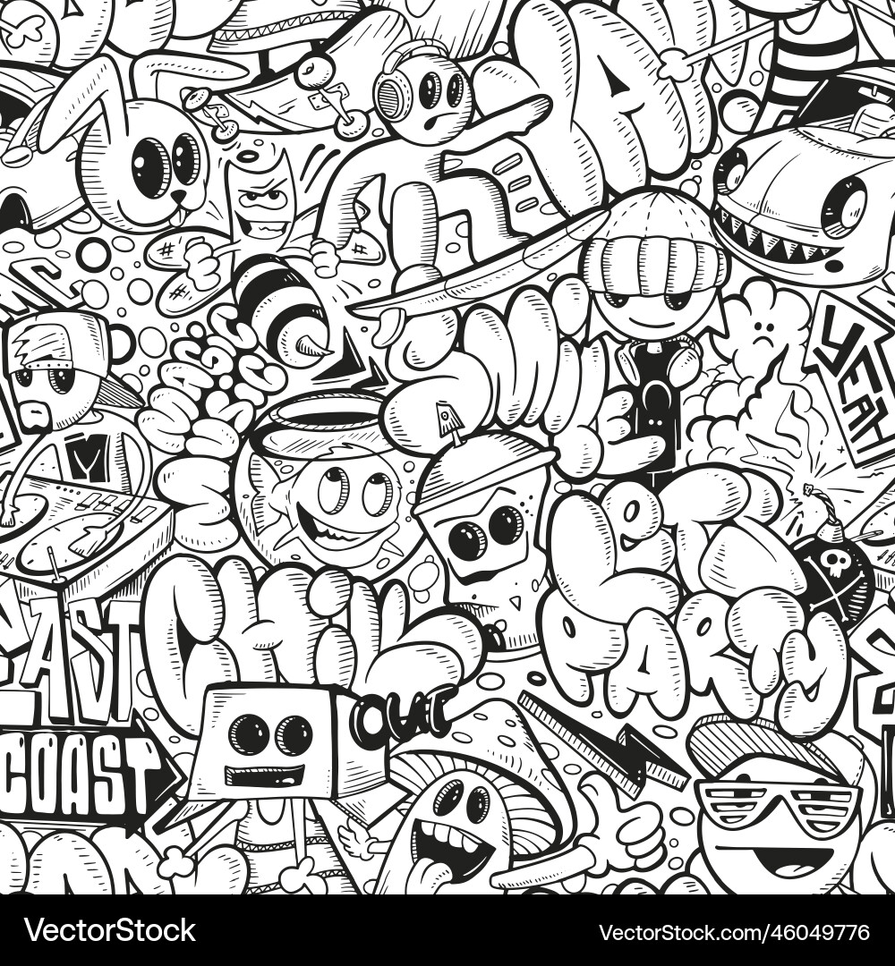 Graffiti seamless pattern t-shirt Royalty Free Vector Image