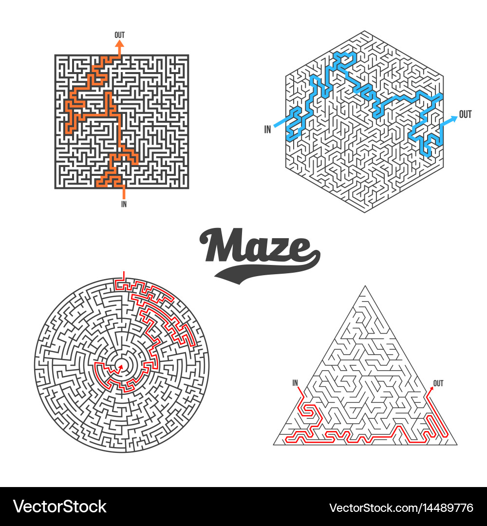 Intricate Maze Pattern Set vector image