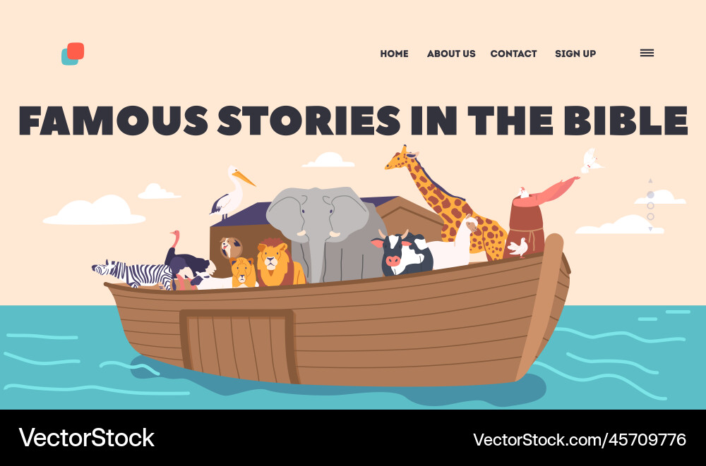 Noah's Ark with Animals - Biblical Story Vector Image