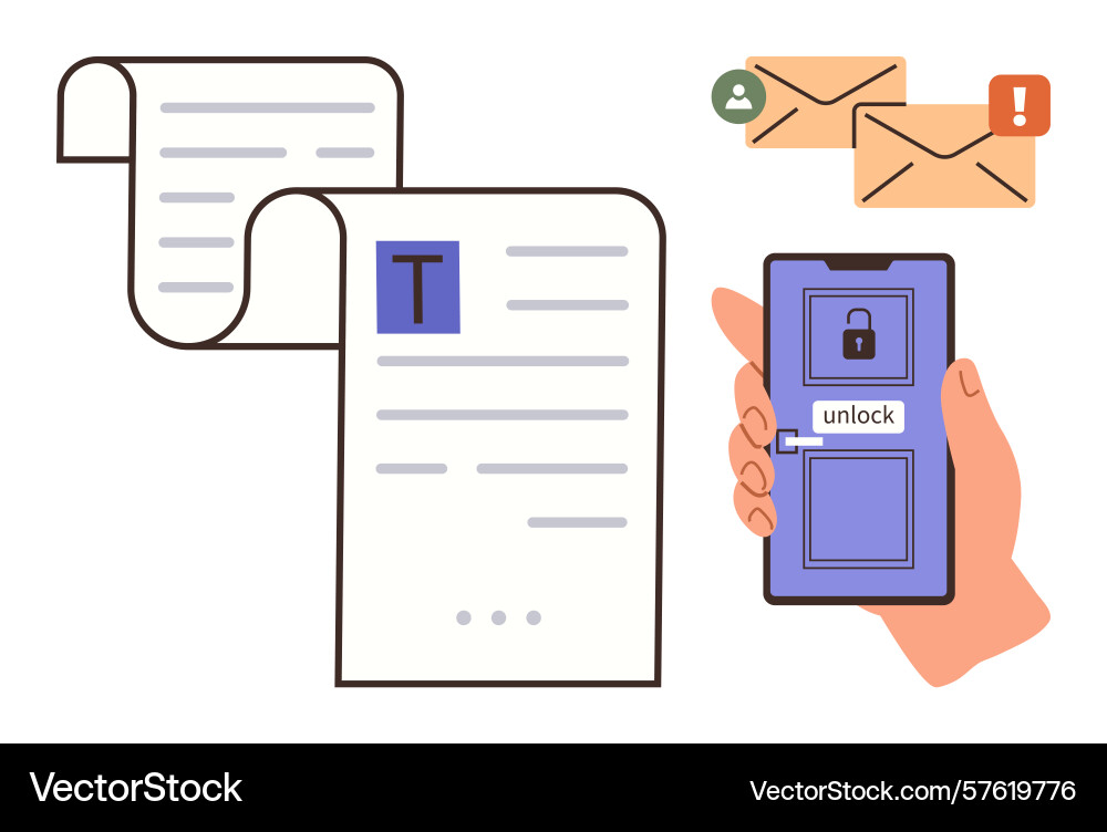Smartphone security unlocking with digital vector image