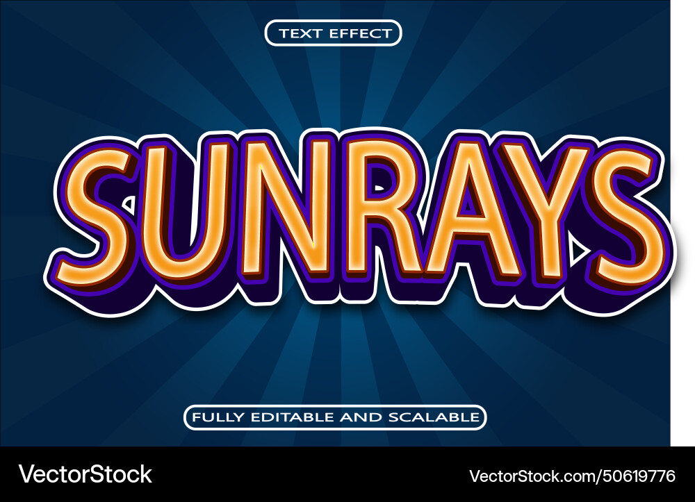 Sun rays editable text effect 3 dimension emboss Sun rays editable text effect 3 dimension emboss vector image