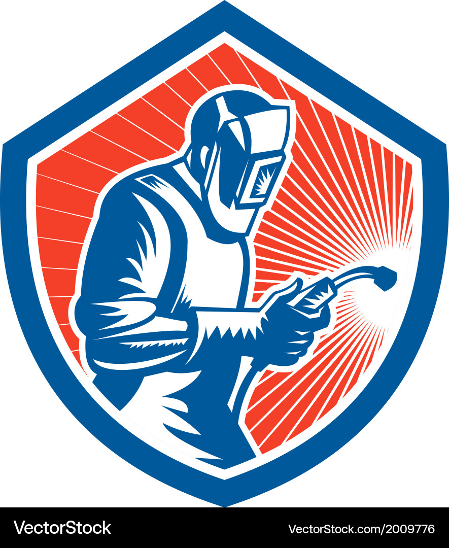 Welder Using Side Shield Torch vector image