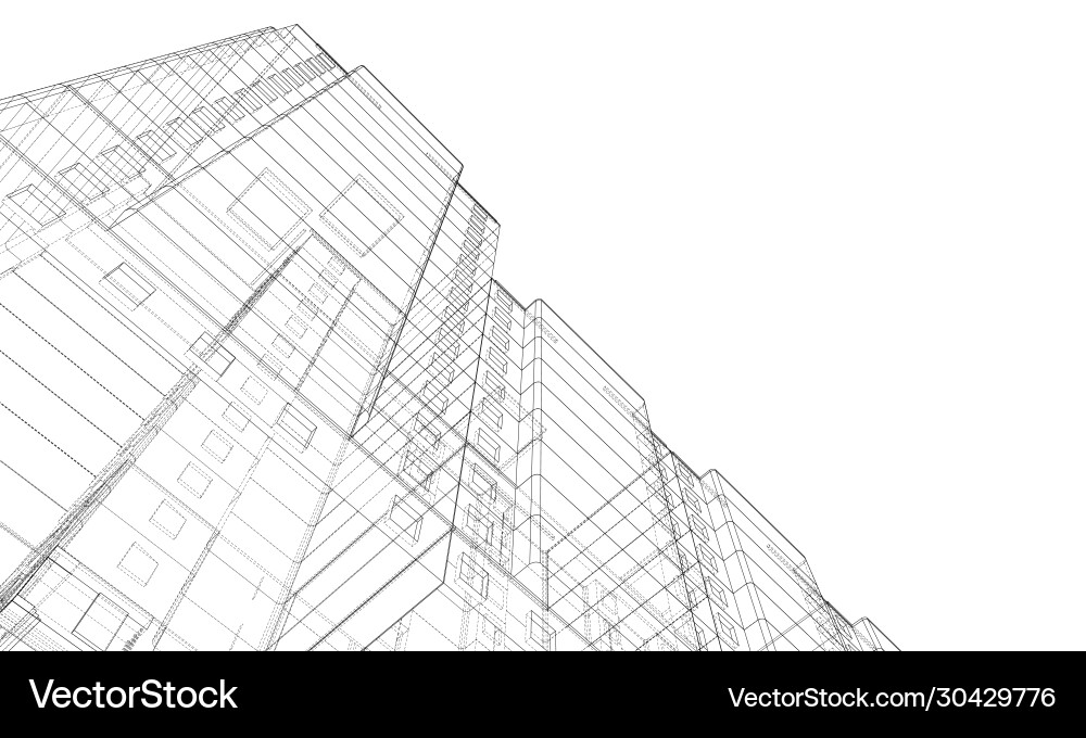 Wire-frame model a multi-storey building Wire-frame model a multi-storey building vector image