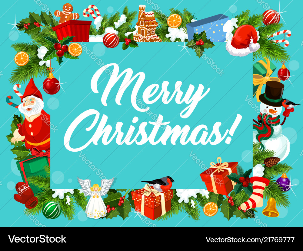 Christmas Wreath Ornament Card Vector Image