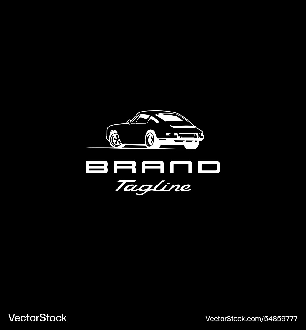 Classic car negative film silhouette logo design Classic car negative film silhouette logo design vector image