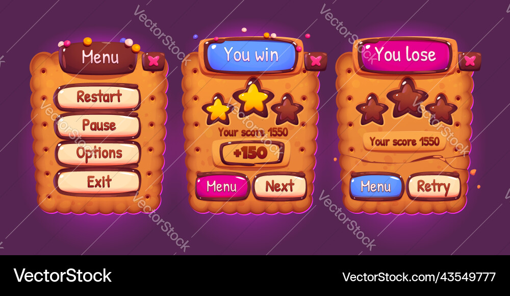 Cookie-Spieloberfläche Cartoon-Set Cookie-Spieloberfläche Cartoon-Set vektorbild