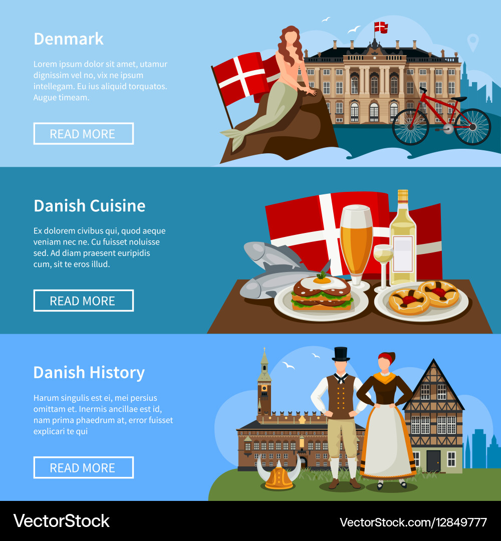 Dänische Sehenswürdigkeiten & Kultur Vektorbild