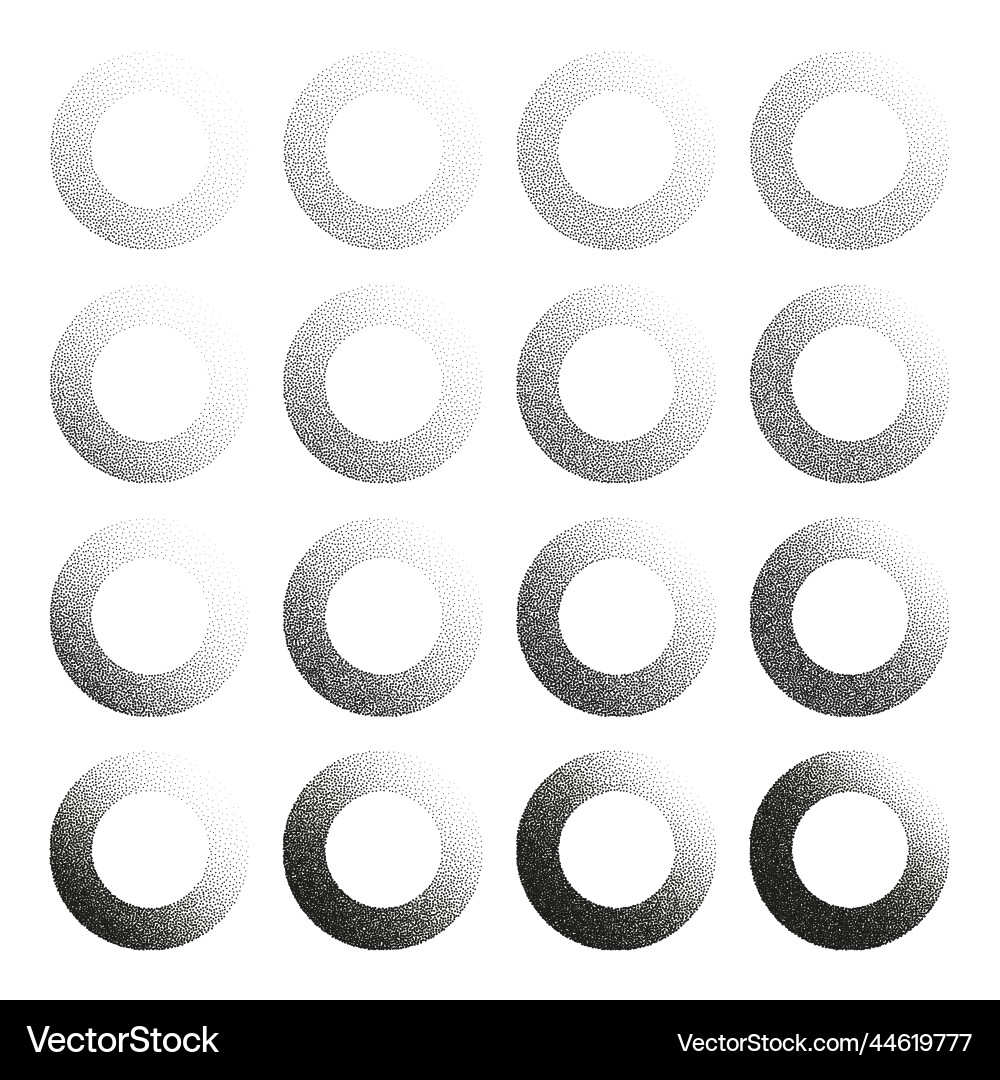 Round shaped dotted objects stipple elements Vector Image