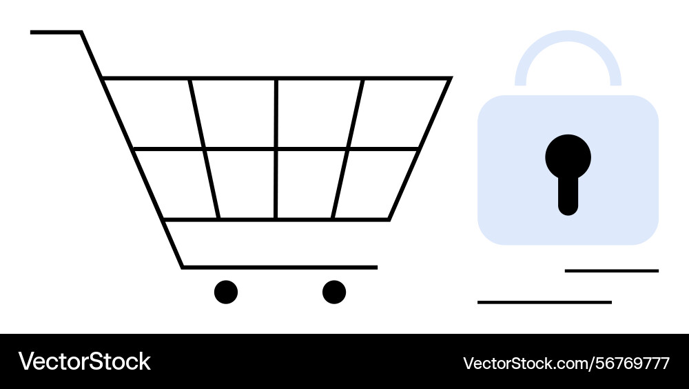 Shopping cart with padlock representing secure Vector Image