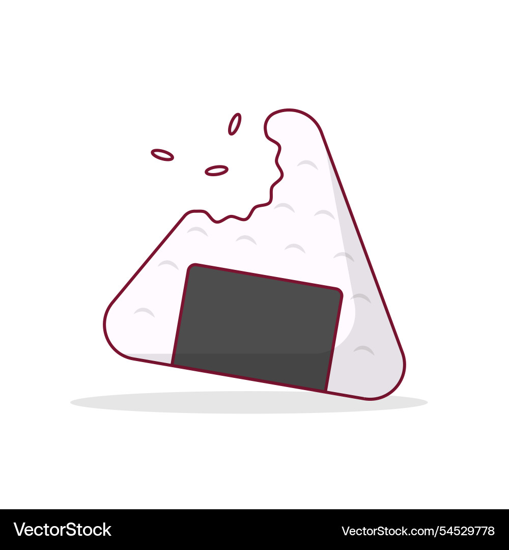 Bitten onigiri in flat cartoon style Bitten onigiri in flat cartoon style vector image