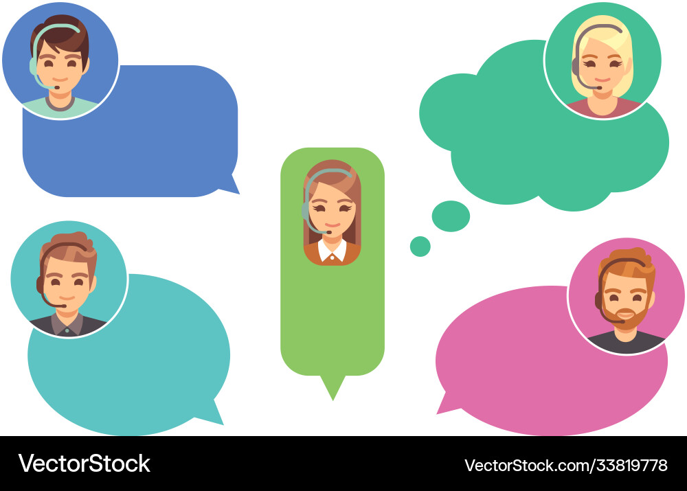 Call center operators support avatars online Vector Image