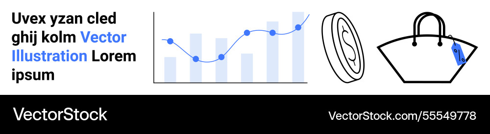 Data analytics graph coin icon and handbag Data analytics graph coin icon and handbag Vector Image