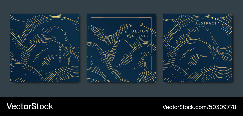 Set of gold wave patterns abstract line vector image