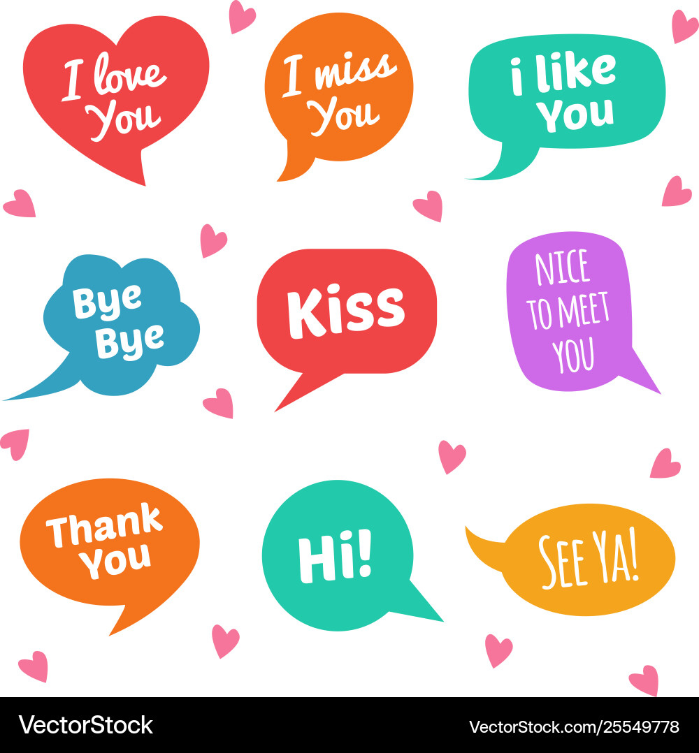 Speech bubbles with text i love you miss Speech bubbles with text i love you miss vector image