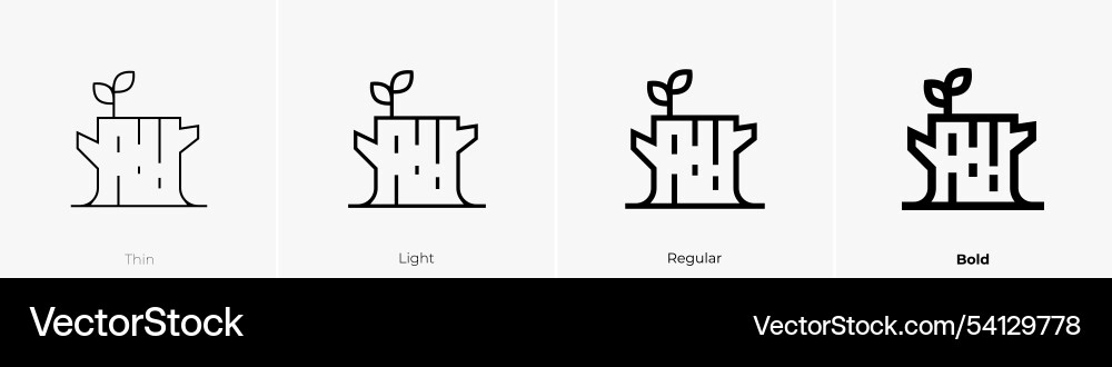 Tree stump icon thin light regular and bold style Vector Image