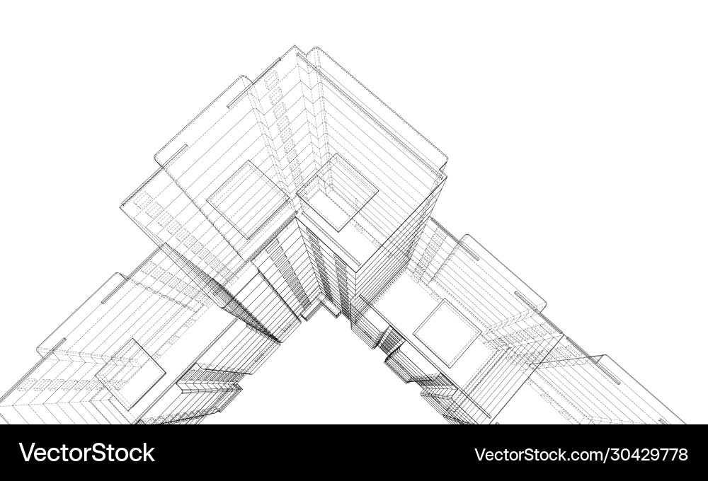 Wire-frame model a multi-storey building Wire-frame model a multi-storey building vector image