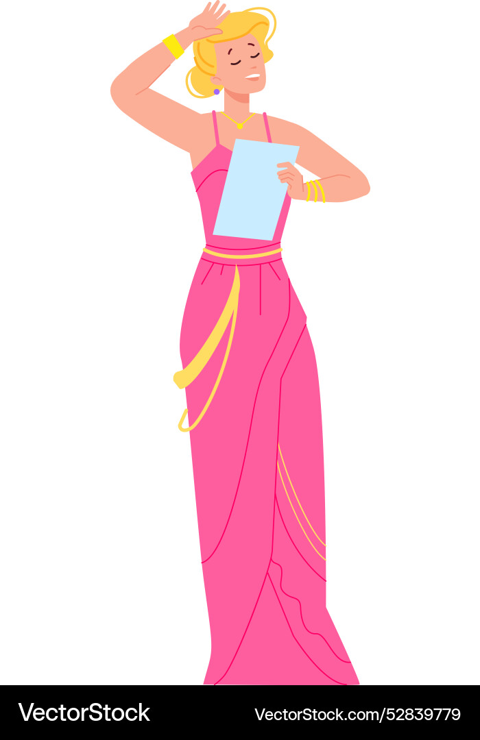 Actress reading script playing role color Actress reading script playing role color vector image