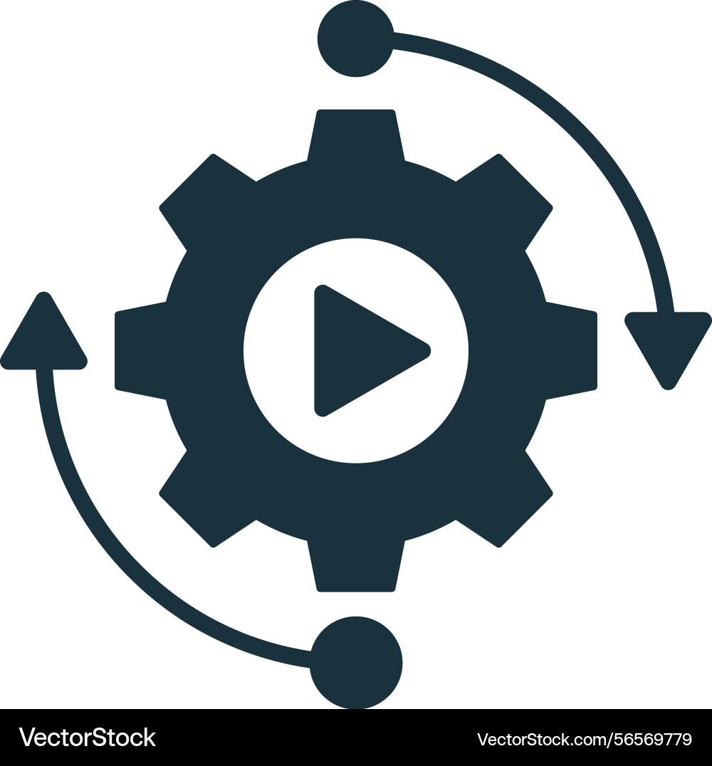 Automation process gear with play button Automation process gear with play button vector image