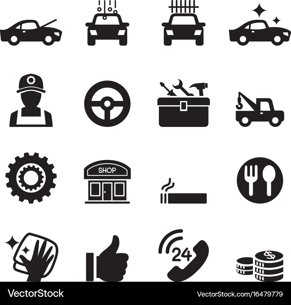 Car Care & Maintenance Icons Vector Image