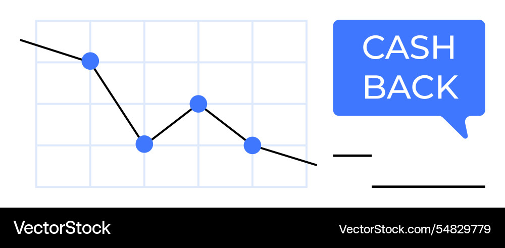 Cashback concept with declining line graph Cashback concept with declining line graph vector image