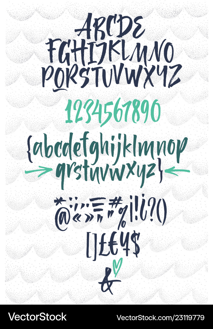 Handwritten script font brush Handwritten script font brush vector image