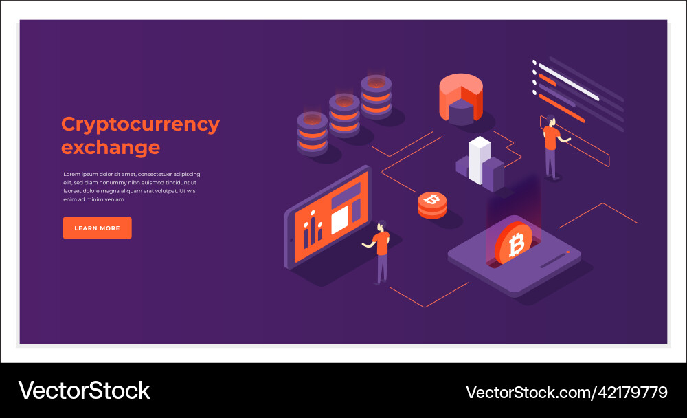 Man analyzing digital data cryptocurrency exchange Man analyzing digital data cryptocurrency exchange vector image