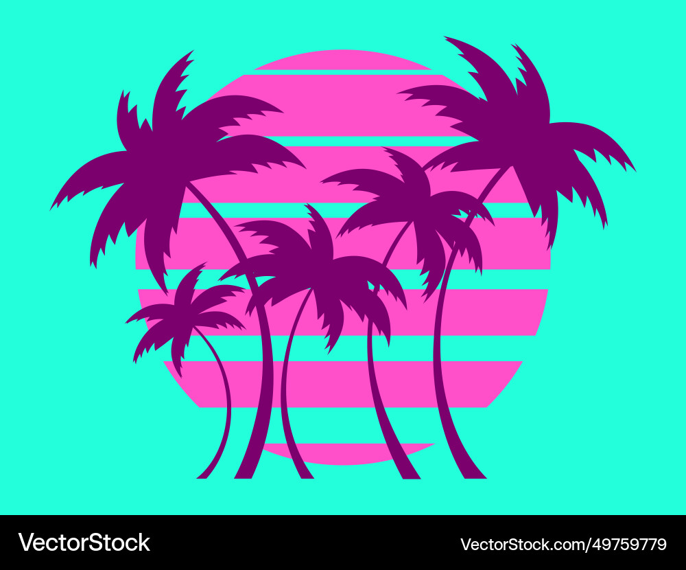 Palm trees against the background of sun Palm trees against the background of sun vector image