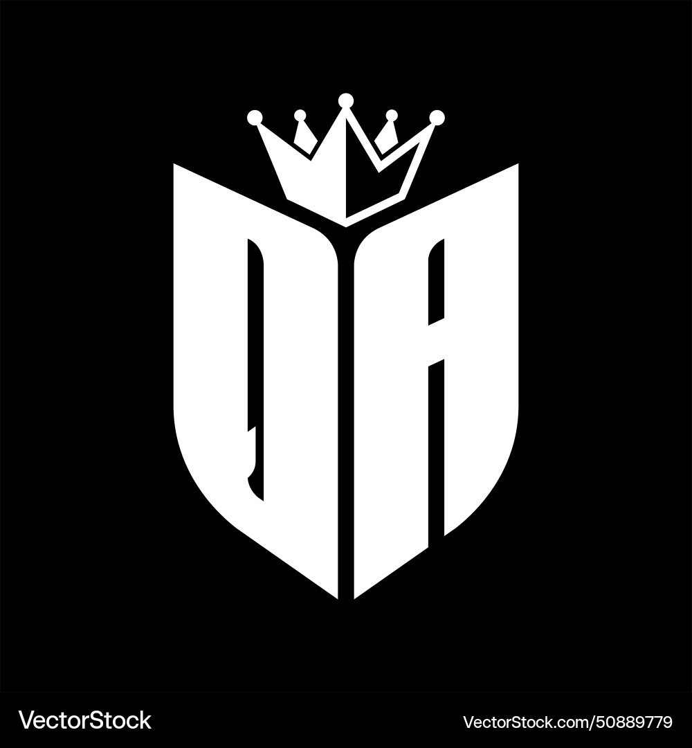 Qa letter monogram with shield shape crown Vector Image
