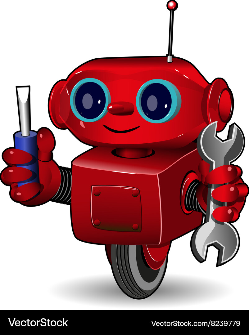 Red robot with tool Vector Image
