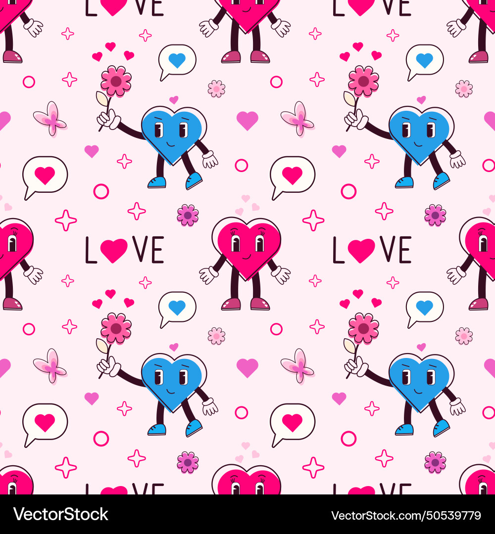 Seamless pattern with retro groovy Vector Image