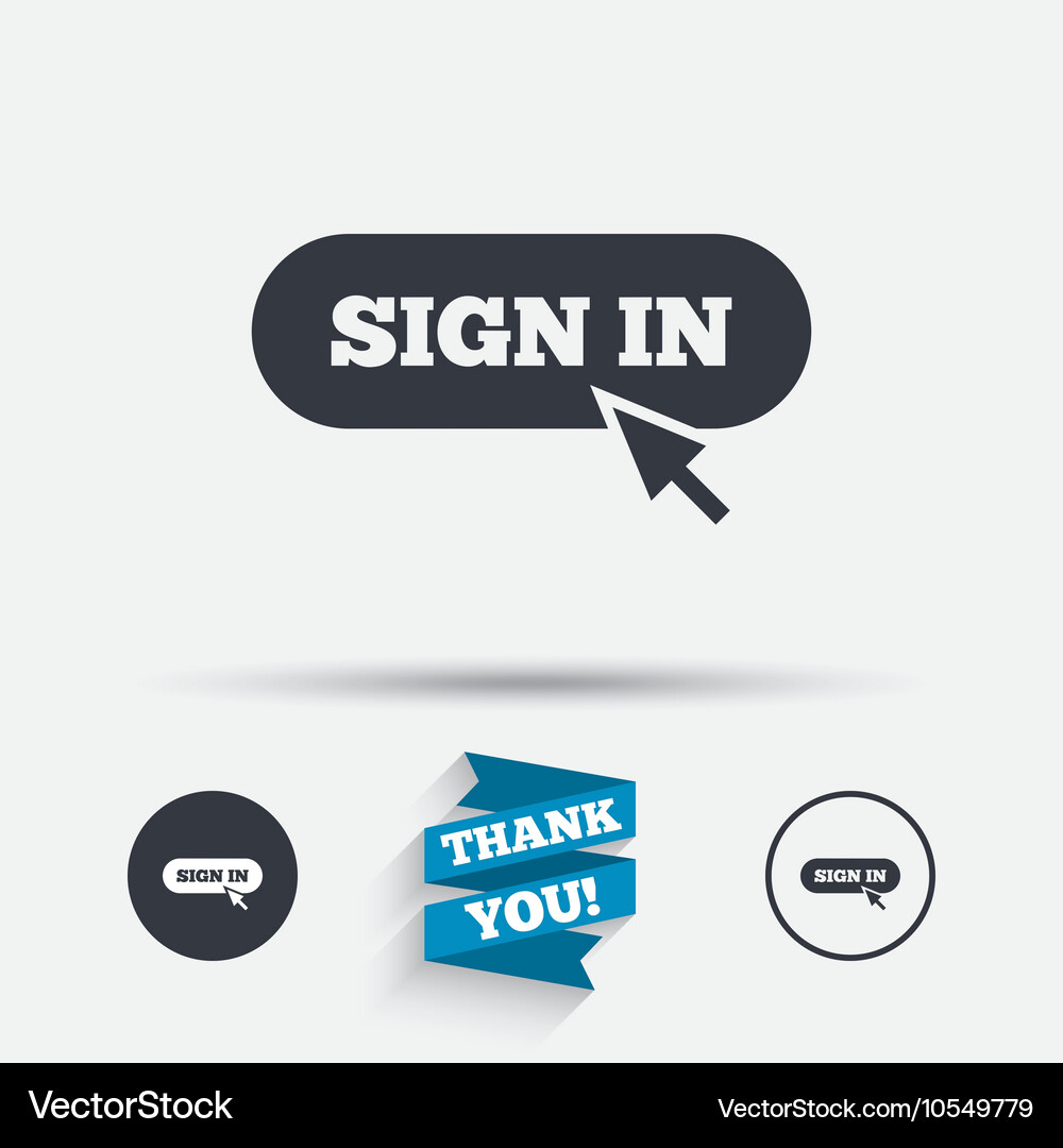 Sign in with cursor pointer icon login symbol Vector Image
