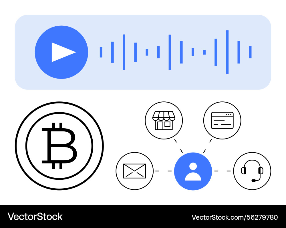 Audio playback interface interconnected user Audio playback interface interconnected user vector image